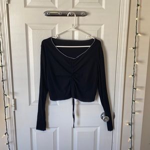 Romwe drawing ribbed knit long sleeve crop top